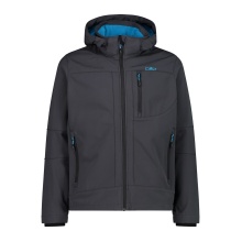 CMP Softshell Jacket (windproof, water-repellent) with hood anthracite grey/reef blue Men